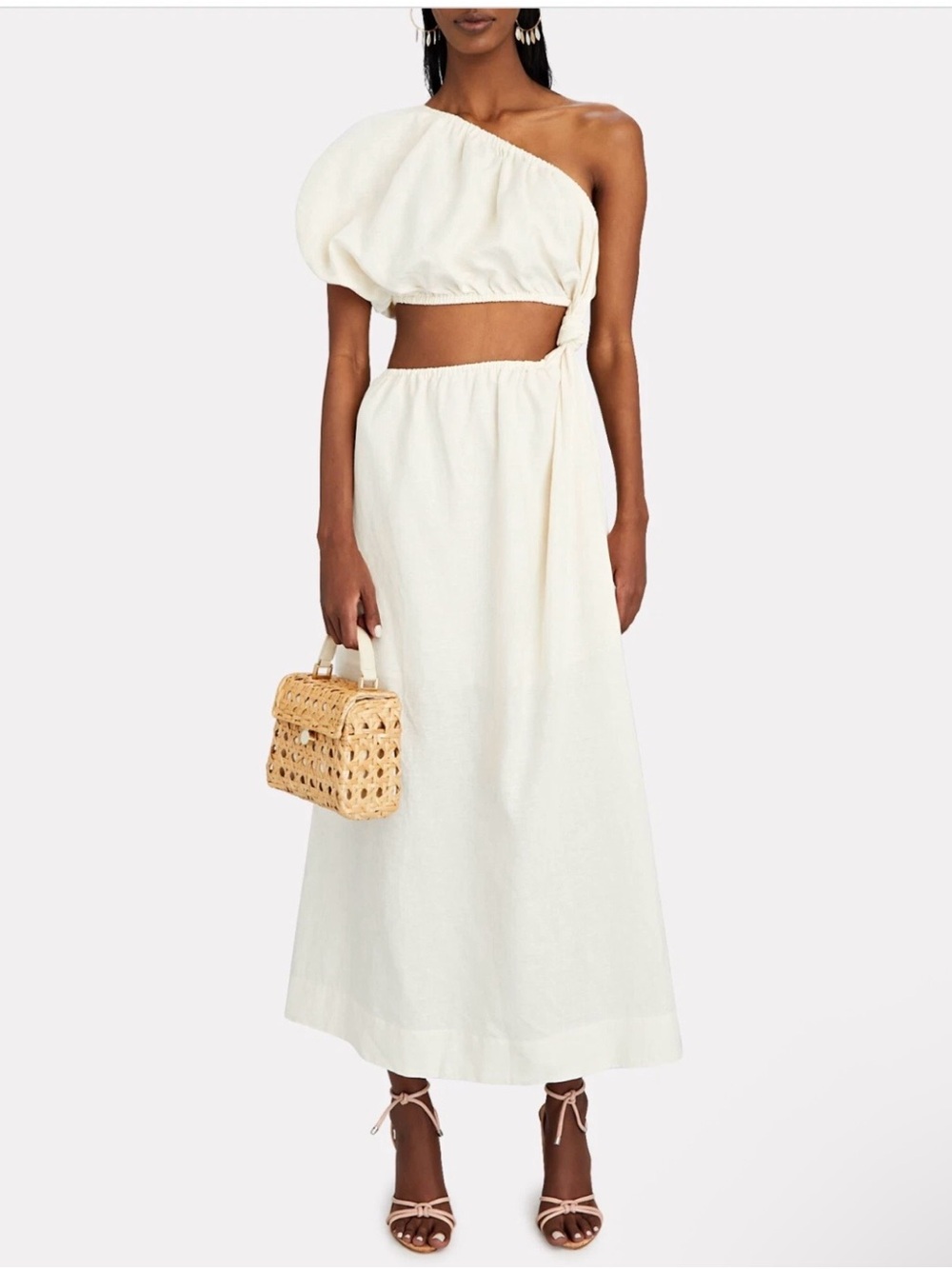 FARM Rio Cream One-Shoulder Maxi Dress
